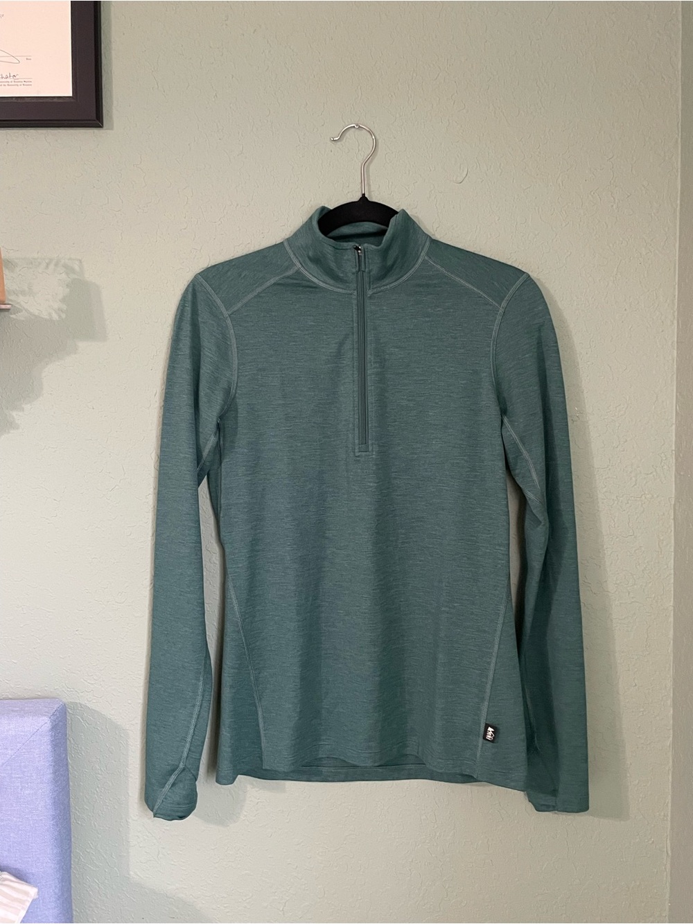 REI Women's Co-op Midweight Base Layer Half-Zip Top Long Sleeve Size Small Green